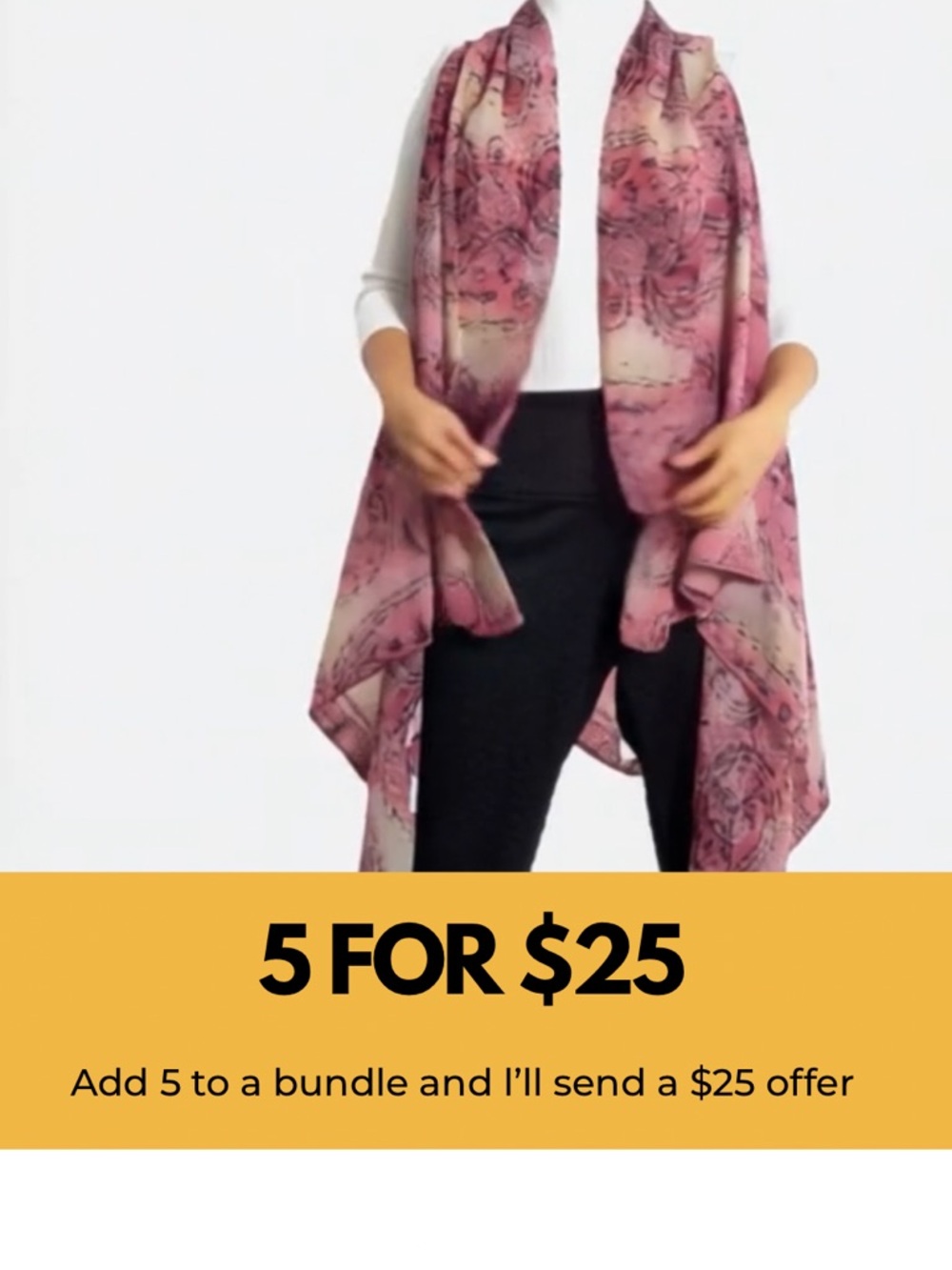 Pink Floral Sheer Scarf Wrap